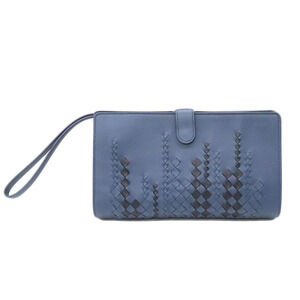 Bottega Veneta Macro Clutch Bag Blue Black